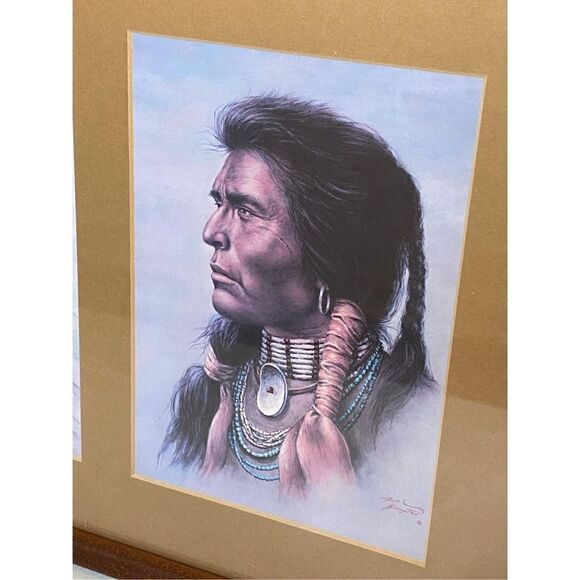 Vintage Bill Hampton Native American Side by Side Prints Framed 10in L x 13.5inW - Picture 5 of 10